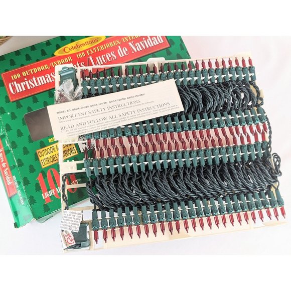 Vintage Red String Lights Christmas Outdoor Indoor Christmas Lights NOS NIB - Picture 3 of 7